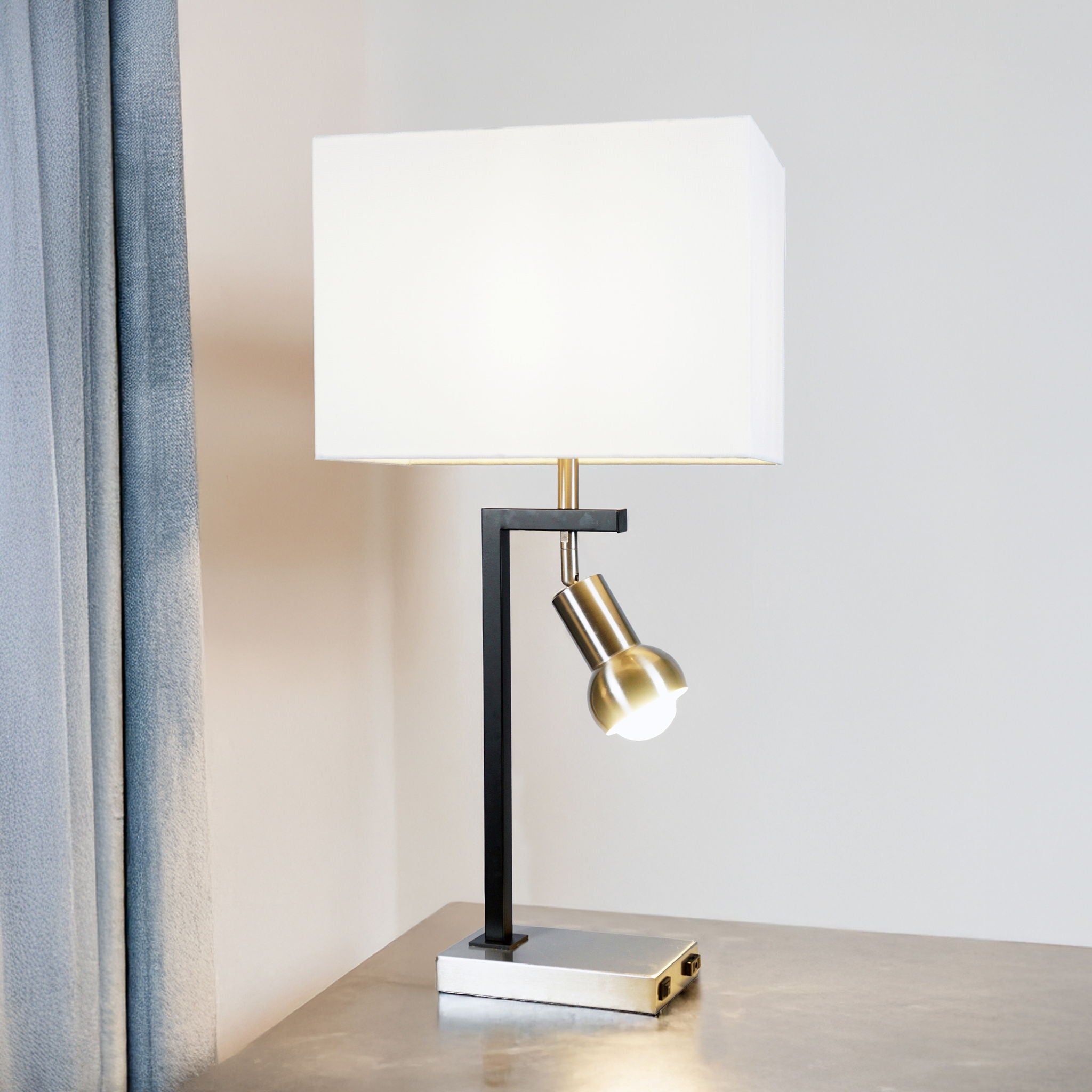 Table Lamp - Black And Brushed Steel - Urban Living Furniture (Los Angeles, CA)