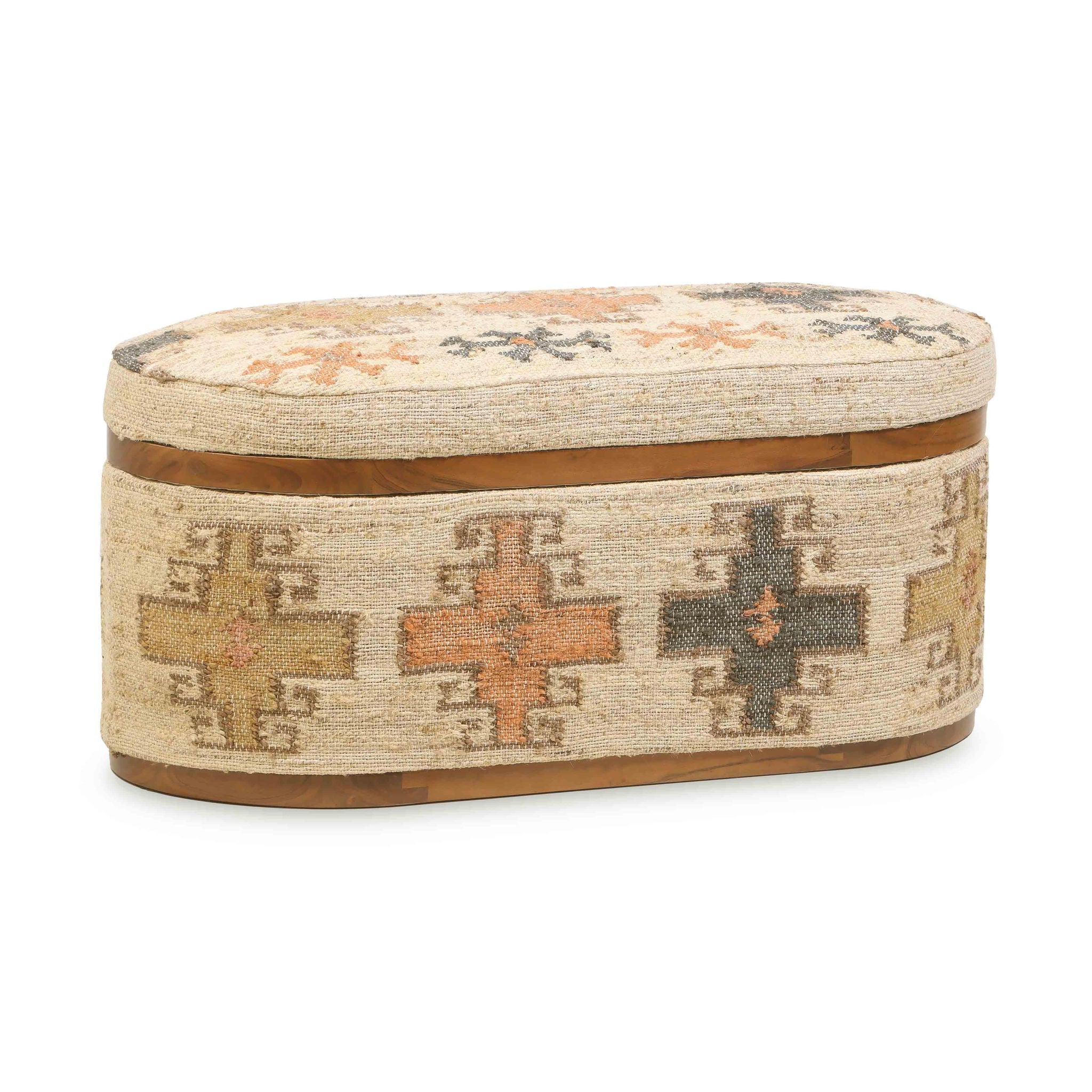 Olivier - Cotton Oval Storage Ottoman - Beige - Urban Living Furniture (Los Angeles, CA)