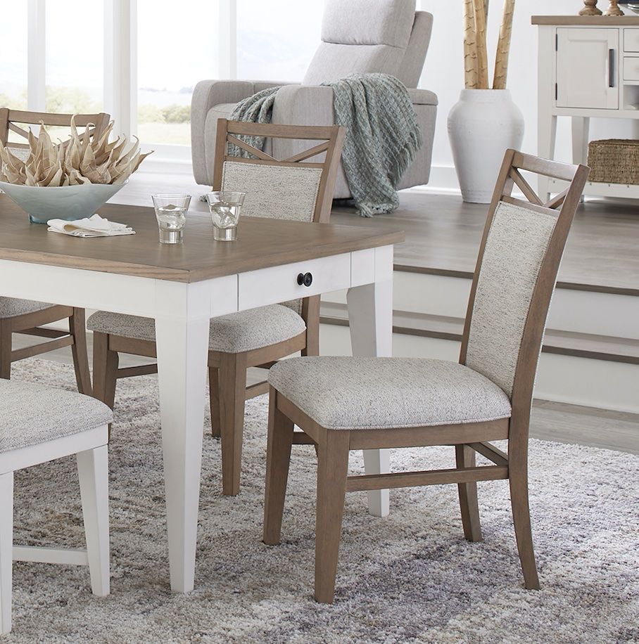 Americana Modern Dining - 48" Round Extendable Dining Table And 4 Upholstered Chairs - Light Brown - Urban Living Furniture (Los Angeles, CA)