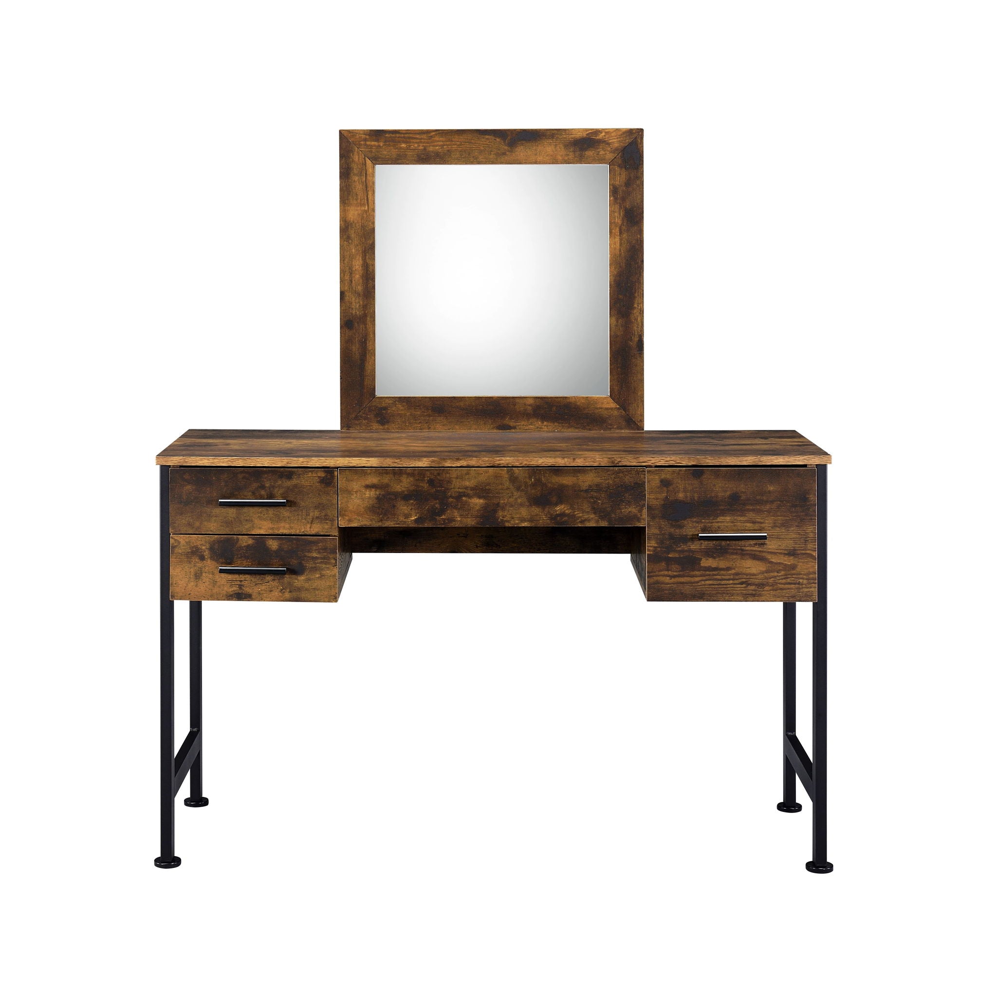 Juvanth - Vanity Desk & Mirror - Rustic Oak & Black - Urban Living Furniture (Los Angeles, CA)