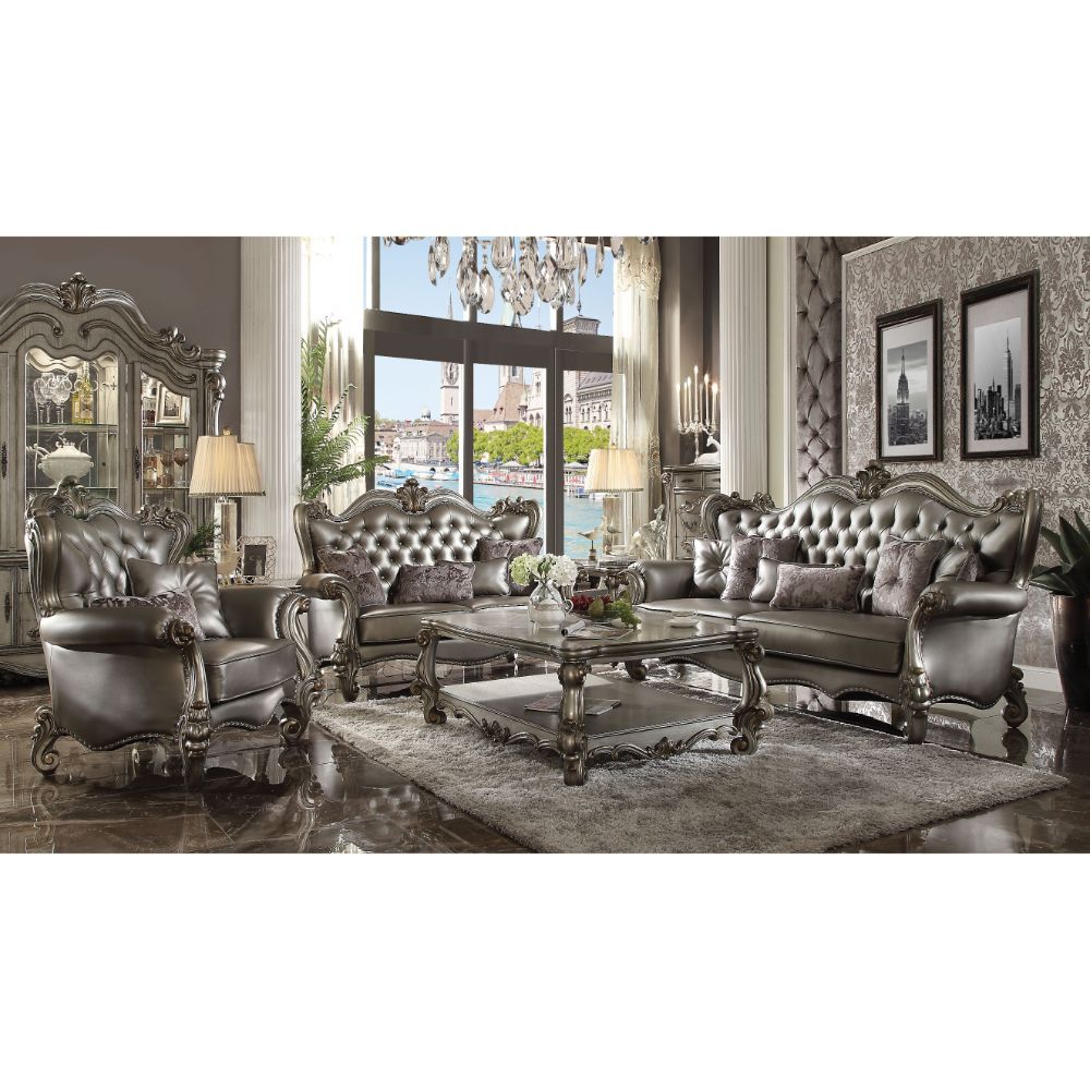 Versailles - Loveseat - Silver PU & Antique Platinum - Urban Living Furniture (Los Angeles, CA)