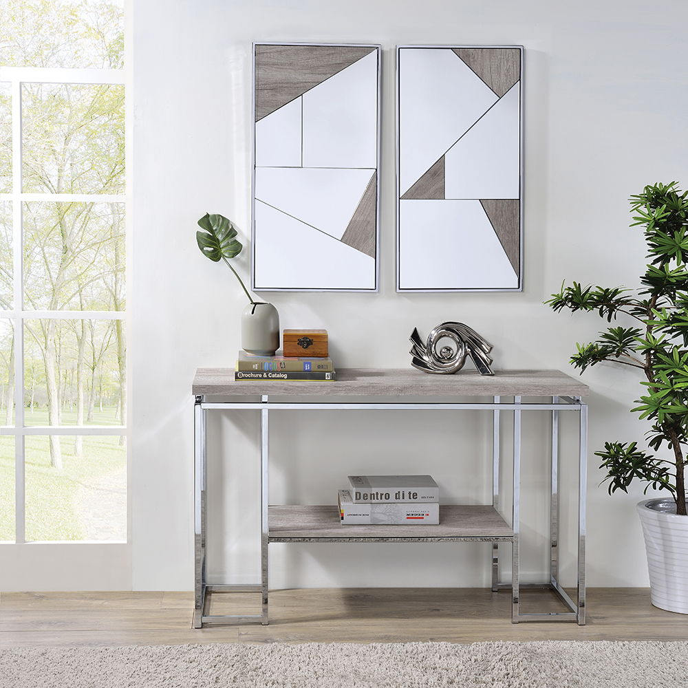 Chafik - Sofa Table - Natural Oak & Chrome - Urban Living Furniture (Los Angeles, CA)