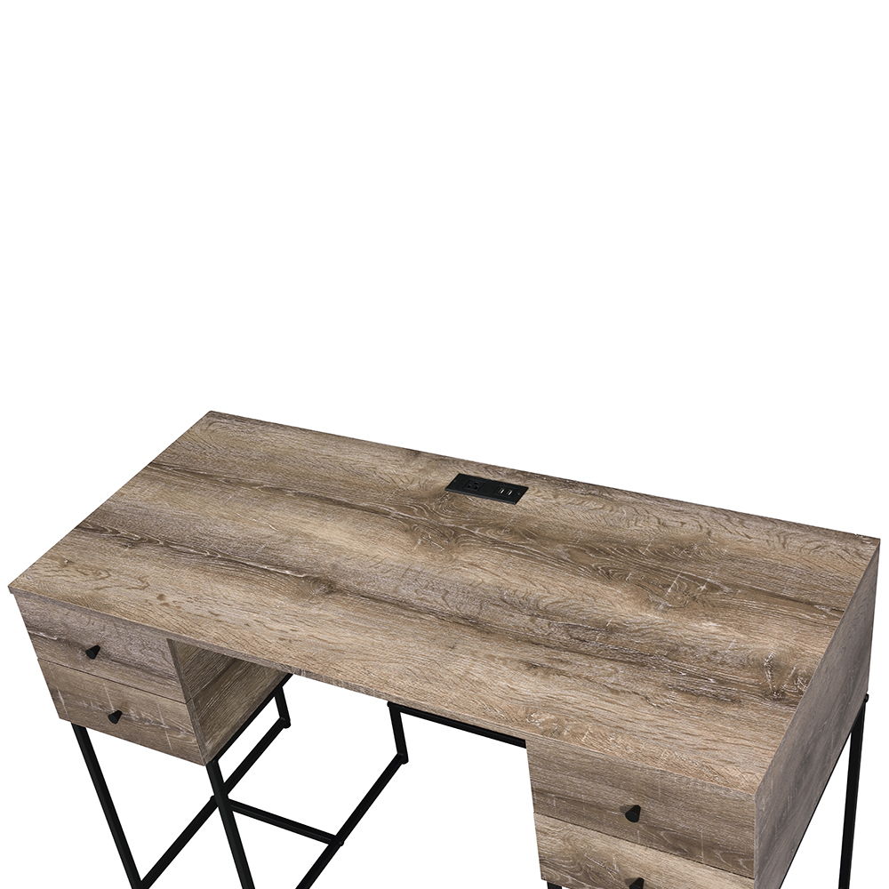 Desirre - Writing Desk With USB - Rustic Oak & Black - Urban Living Furniture (Los Angeles, CA)
