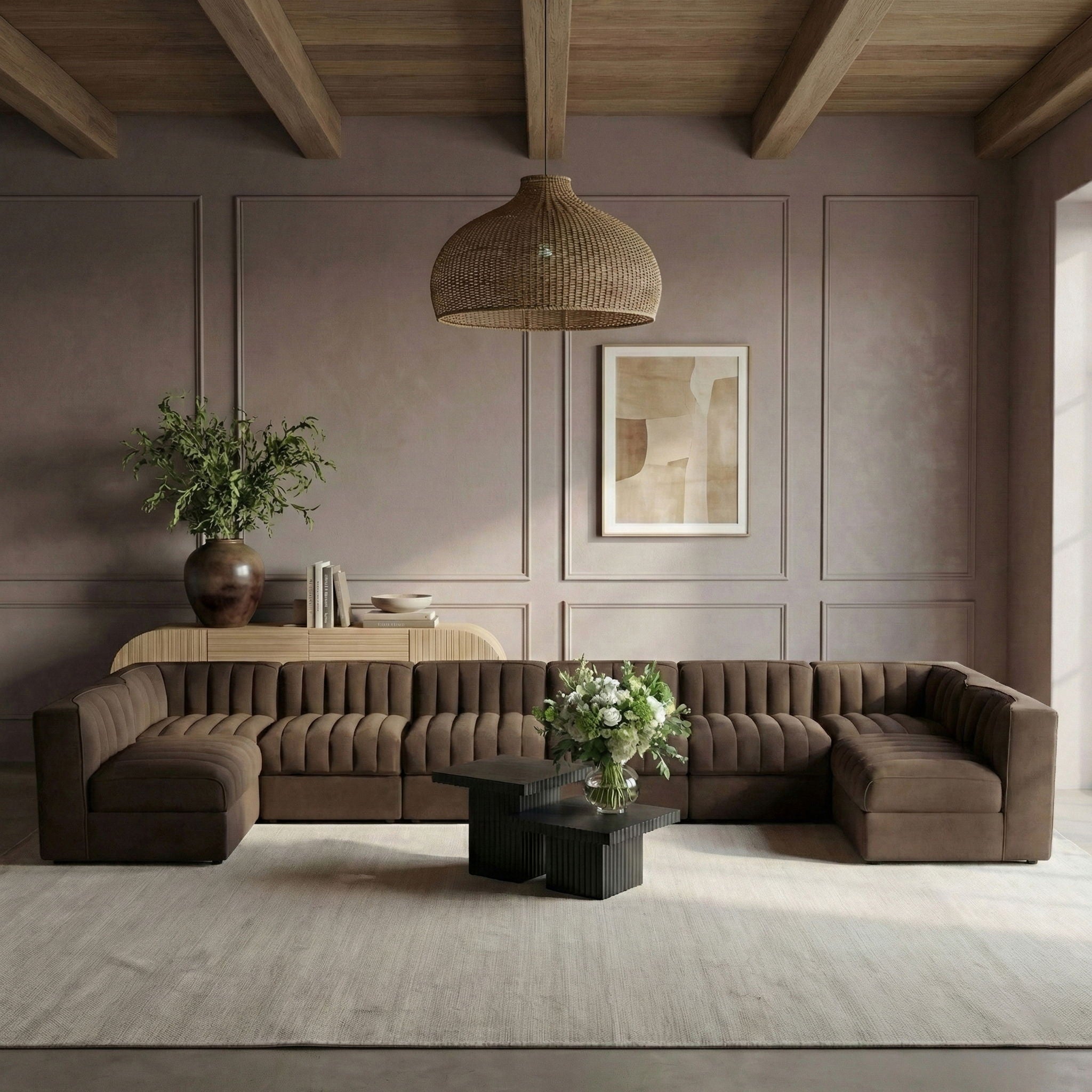 Rummi - Velvet Performance Fabric Upholstered 8 Piece Modular Sectional (With 2 Corner Chairs) - Urban Living Furniture (Los Angeles, CA)