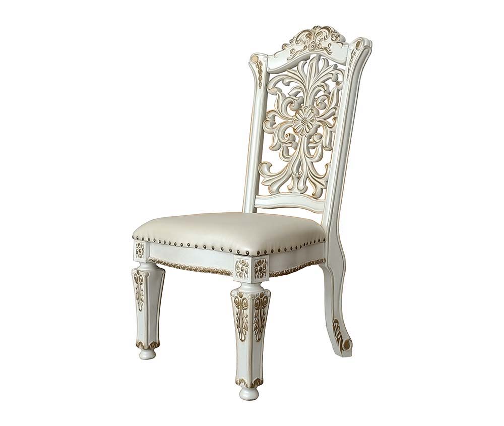 Vendom - Side Chair (Set of 2) - PU & Antique Pearl Finish - 48" - Urban Living Furniture (Los Angeles, CA)