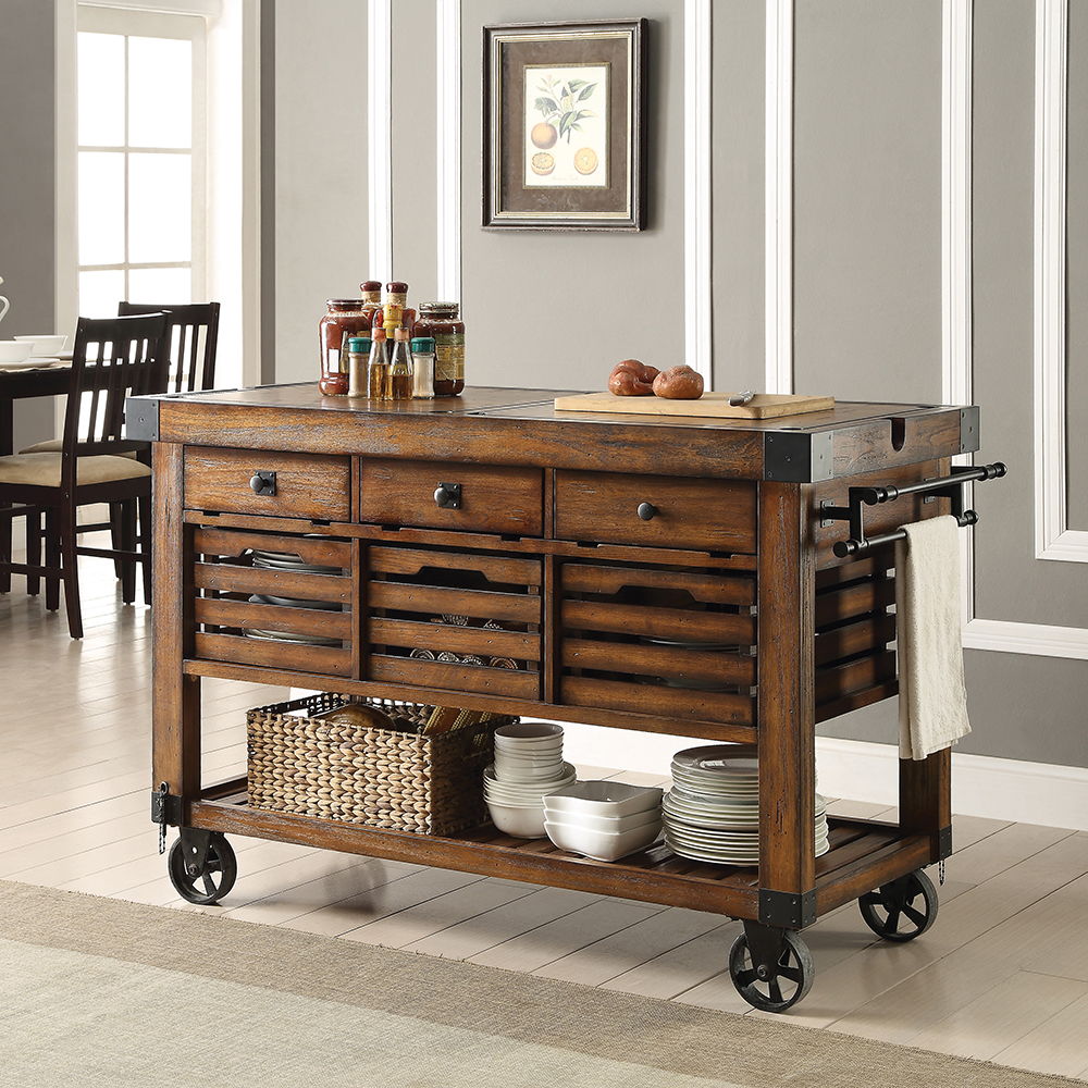 Kaif - Kitchen Cart - Distressed Chestnut - Urban Living Furniture (Los Angeles, CA)
