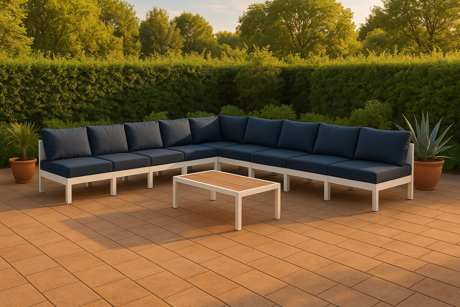 Nizuc - Outdoor Patio 9 Piece Modular Sectional With White Frame - Urban Living Furniture (Los Angeles, CA)