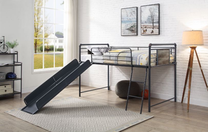 Cordelia - Twin Loft Bed With Slide - Antique Oak, Sandy Black & Dark Bronze Hand-Brushed - Urban Living Furniture (Los Angeles, CA)