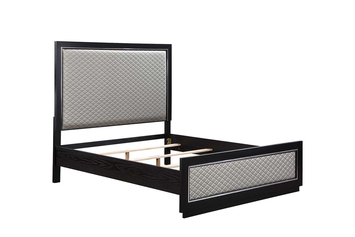 Nicola - Queen Bed - Silver Synthetic Leather & Black - Urban Living Furniture (Los Angeles, CA)