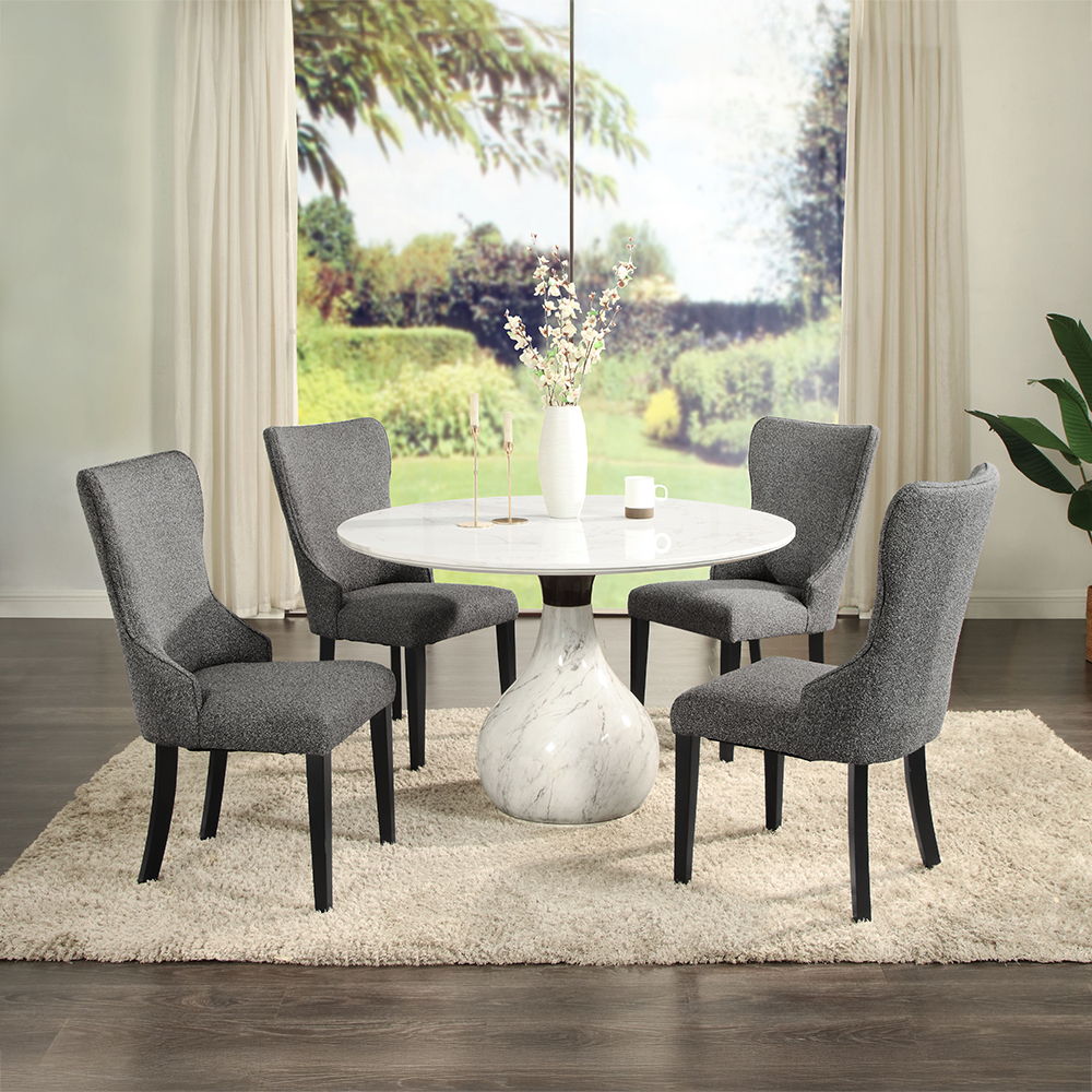 Koen - Round Dining Table, Engineering Marble Top - White & Black - Urban Living Furniture (Los Angeles, CA)