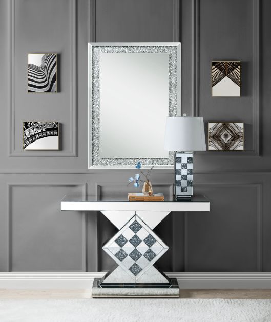 Noralie - 47" X 14" Console Table - Mirrored & Faux Diamonds - Urban Living Furniture (Los Angeles, CA)
