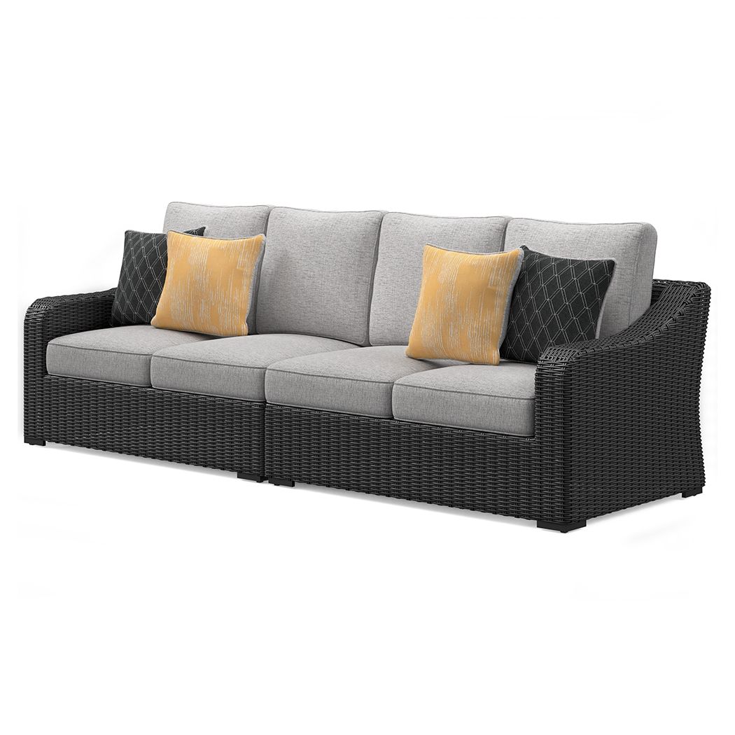 Beachcroft - Black / Light Gray - 2-Piece Outdoor Loveseat with Cushion - Urban Living Furniture (Los Angeles, CA)