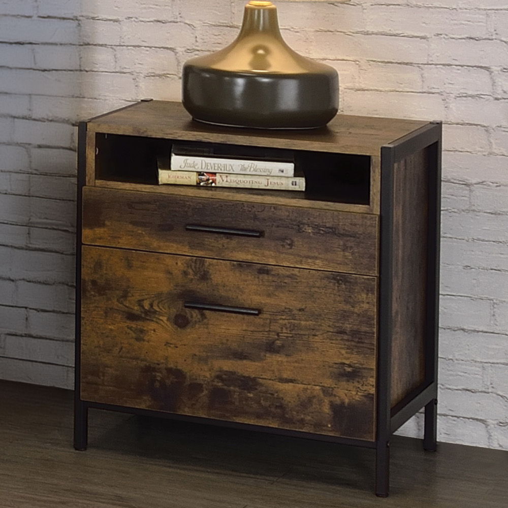 Juvanth - Nightstand - Rustic Oak & Black - Urban Living Furniture (Los Angeles, CA)