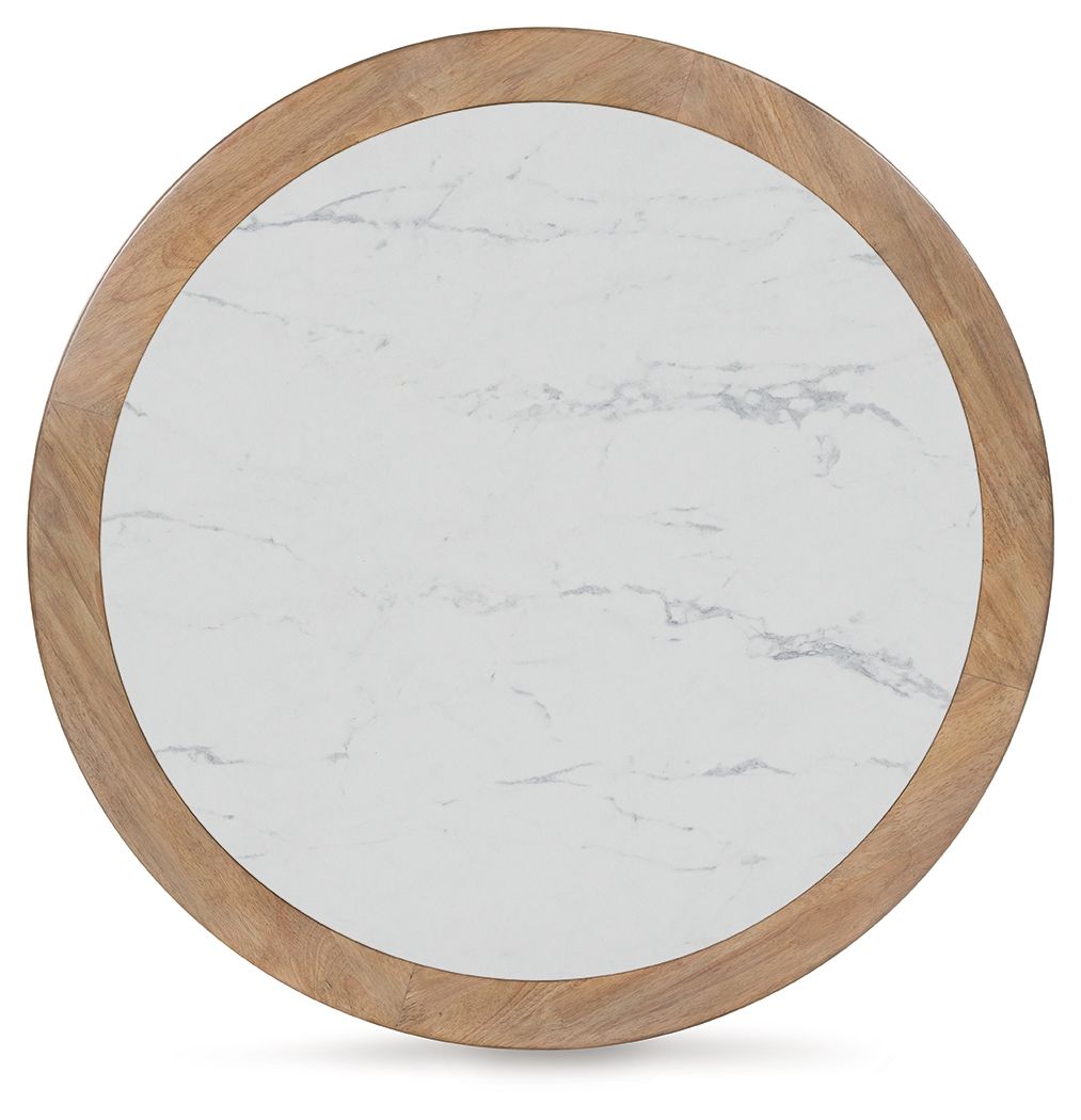 Camdill - Round Cocktail Table - Light Brown / White - Urban Living Furniture (Los Angeles, CA)