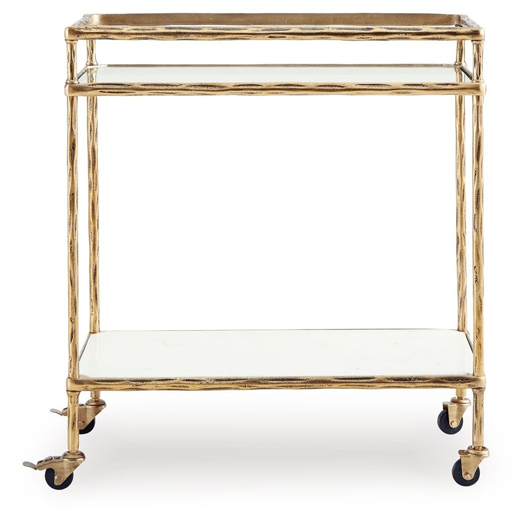 Plattfield - Antique Gold Finish - Bar Cart - Urban Living Furniture (Los Angeles, CA)