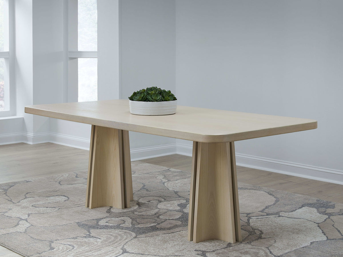 Zinnia - Ash Wood Double Pedestal Dining Table - White Sand