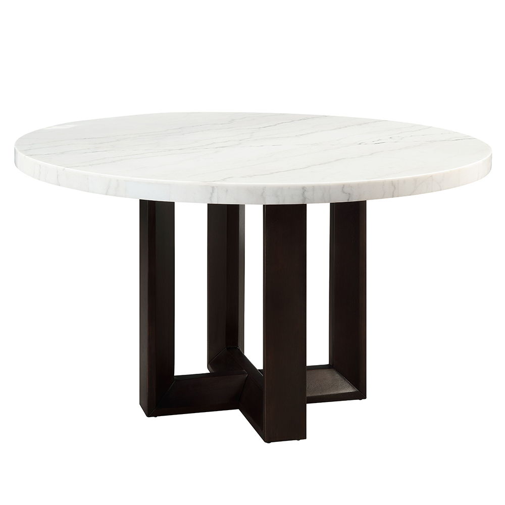 Edwyn - Round Dining Table - White Natural Marble Top & Espresso - Urban Living Furniture (Los Angeles, CA)