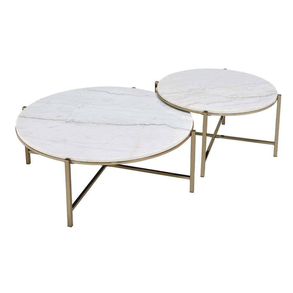 Zaidee - Nesting Table Set - Natural Marble Top & Nickel - Urban Living Furniture (Los Angeles, CA)