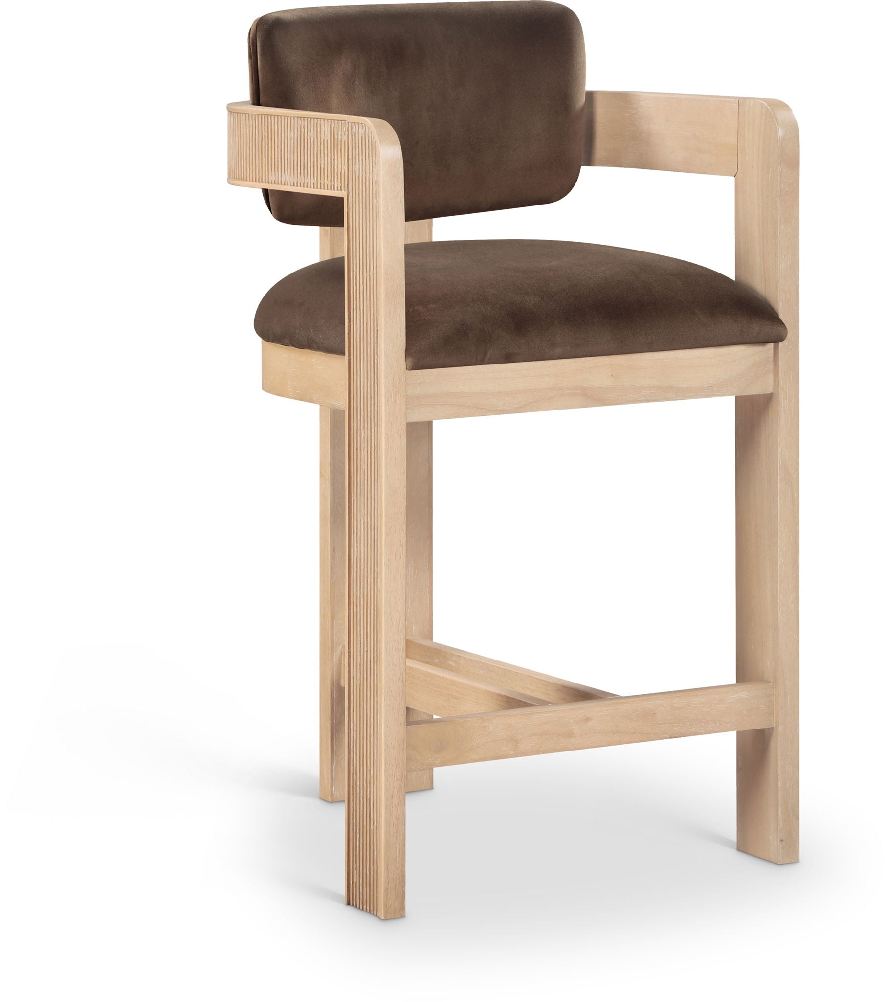 Sacha - Velvet Stool With Natural Base - Urban Living Furniture (Los Angeles, CA)