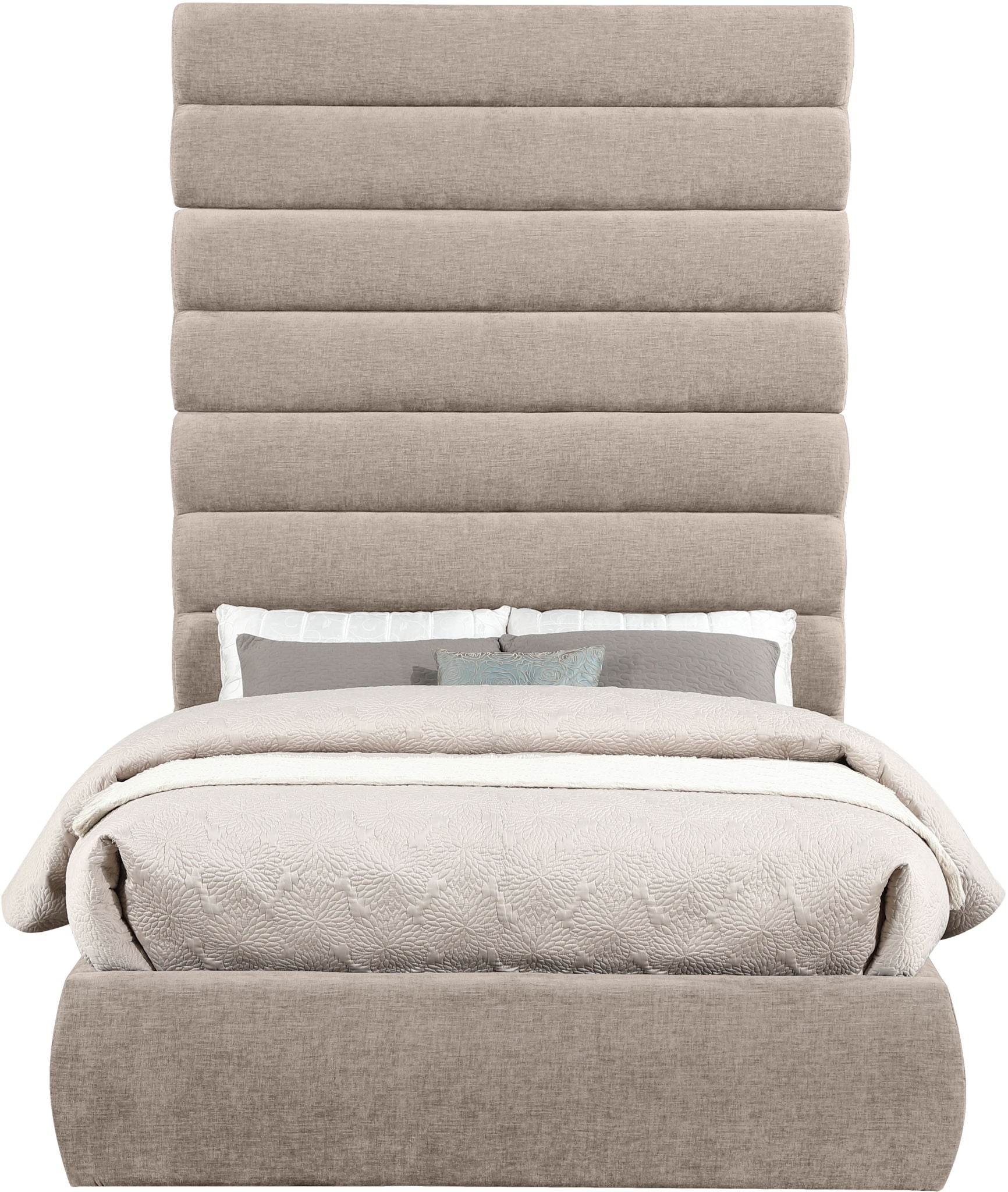 Adam - Chenille Fabric Bed With 89" Headboard