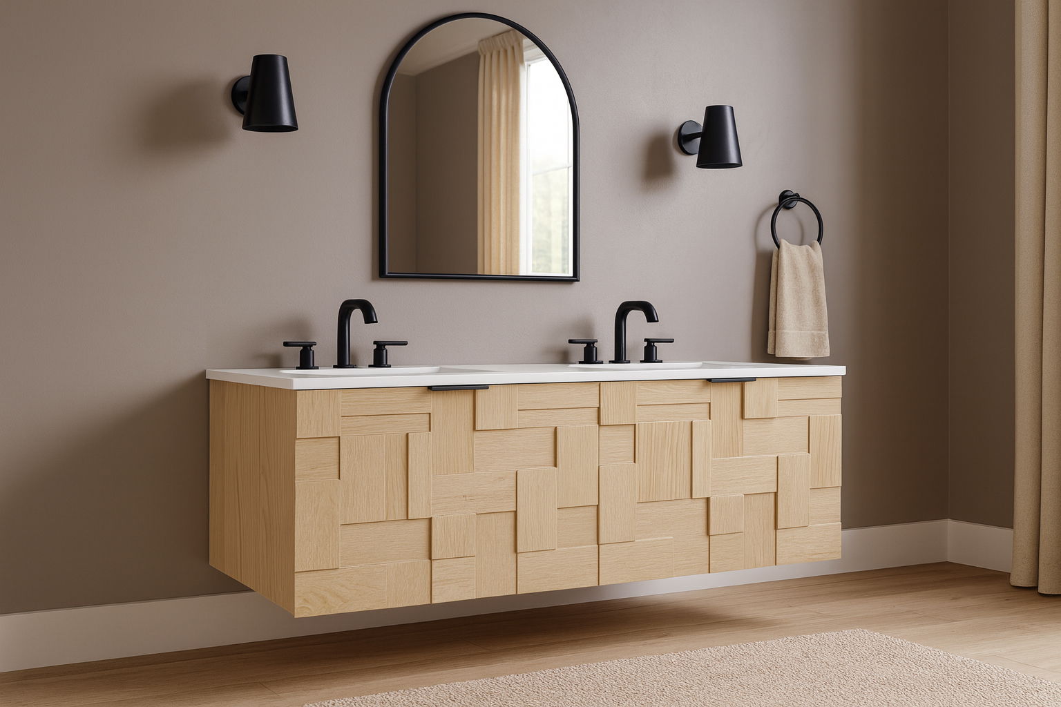 Leonardo - Engineered Stone And Solid Wood 24" Wall Mounted Bathroom Vanity - Urban Living Furniture (Los Angeles, CA)