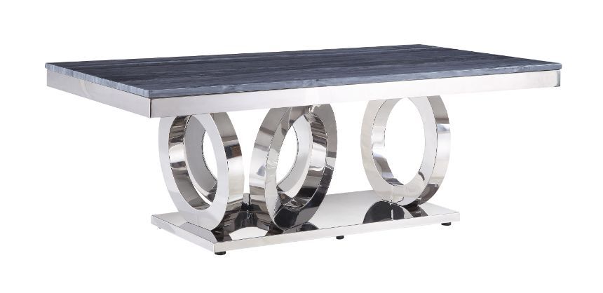 Zasir - Coffee Table - Gray Printed Faux Marble Top & Mirrored Silver - Urban Living Furniture (Los Angeles, CA)