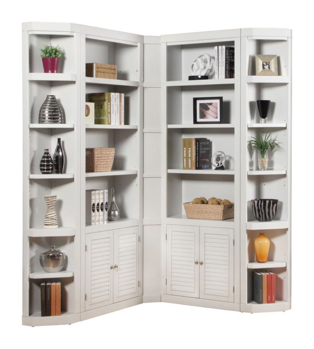 Boca - 5 Piece L Shape Corner Bookcase Wall - Cottage White - Urban Living Furniture (Los Angeles, CA)