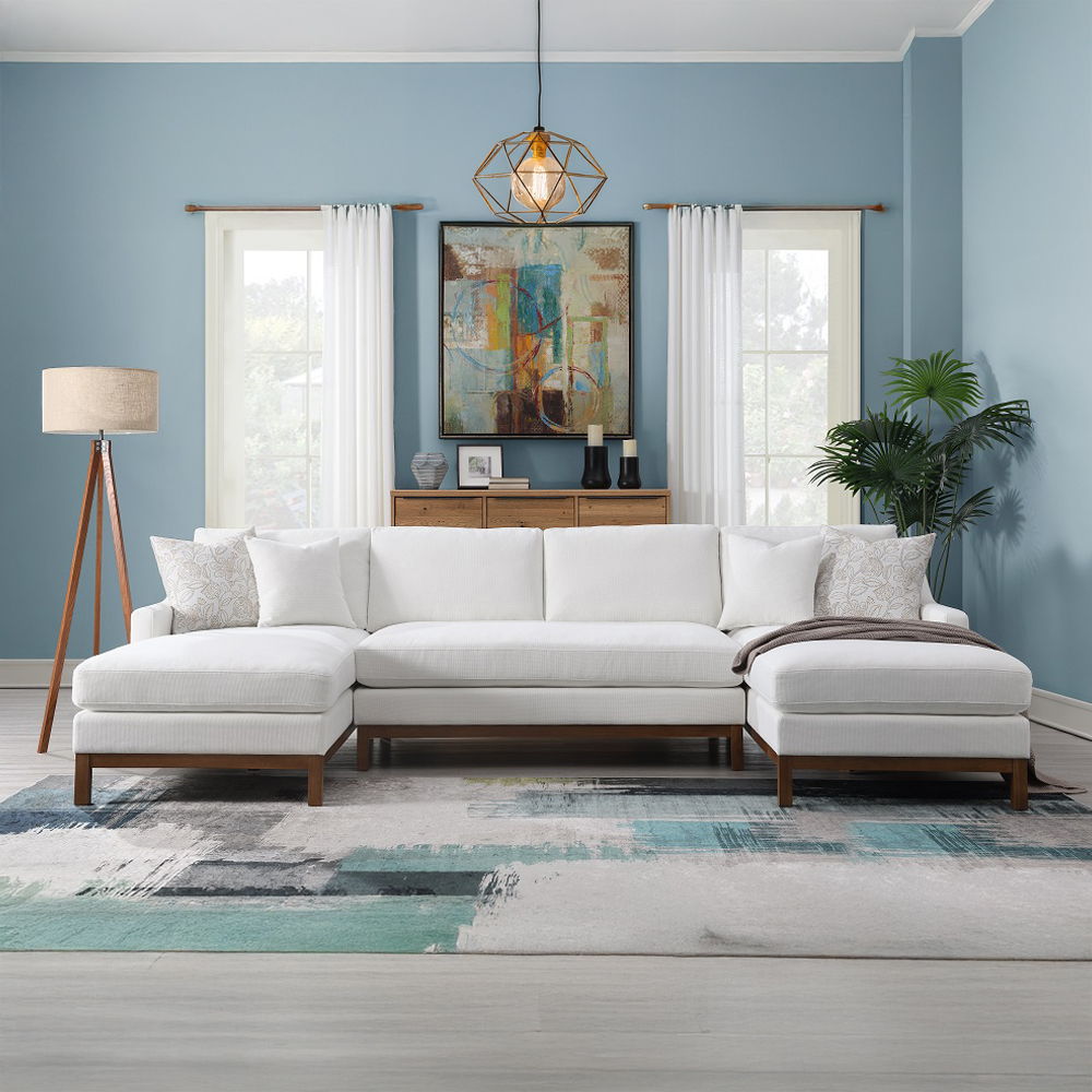 Valiant - Sectional Sofa With 4 Pillows - Ivory Chenille - Urban Living Furniture (Los Angeles, CA)