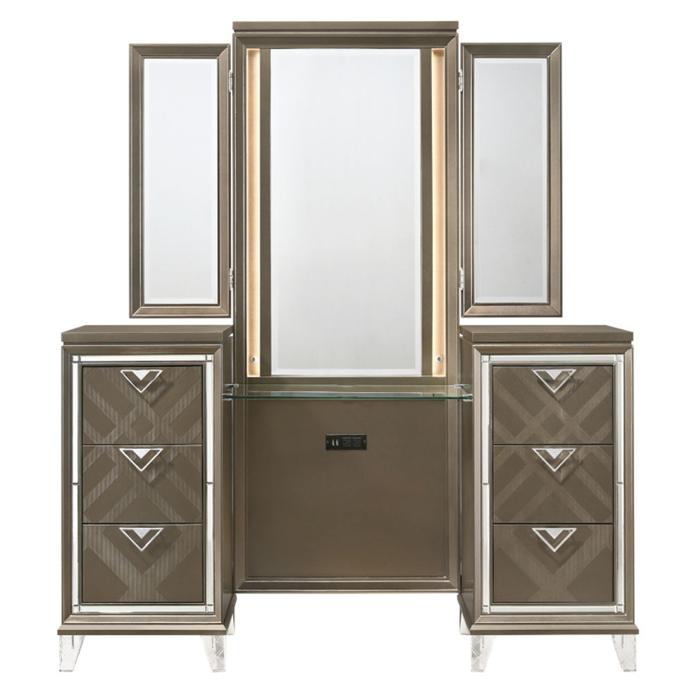 Skylar - Vanity Desk & Mirror - Dark Champagne - Urban Living Furniture (Los Angeles, CA)