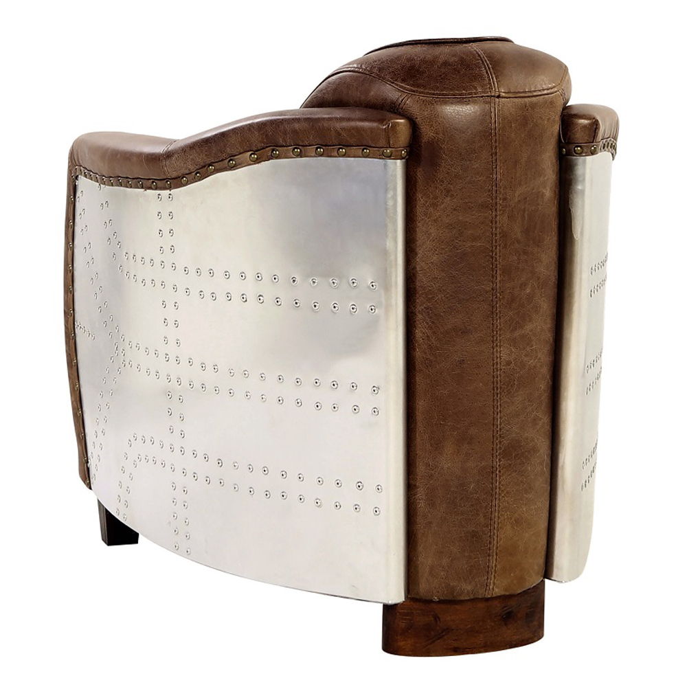 Brancaster - Chair - Retro Brown Top Grain Leather & Aluminum - Urban Living Furniture (Los Angeles, CA)