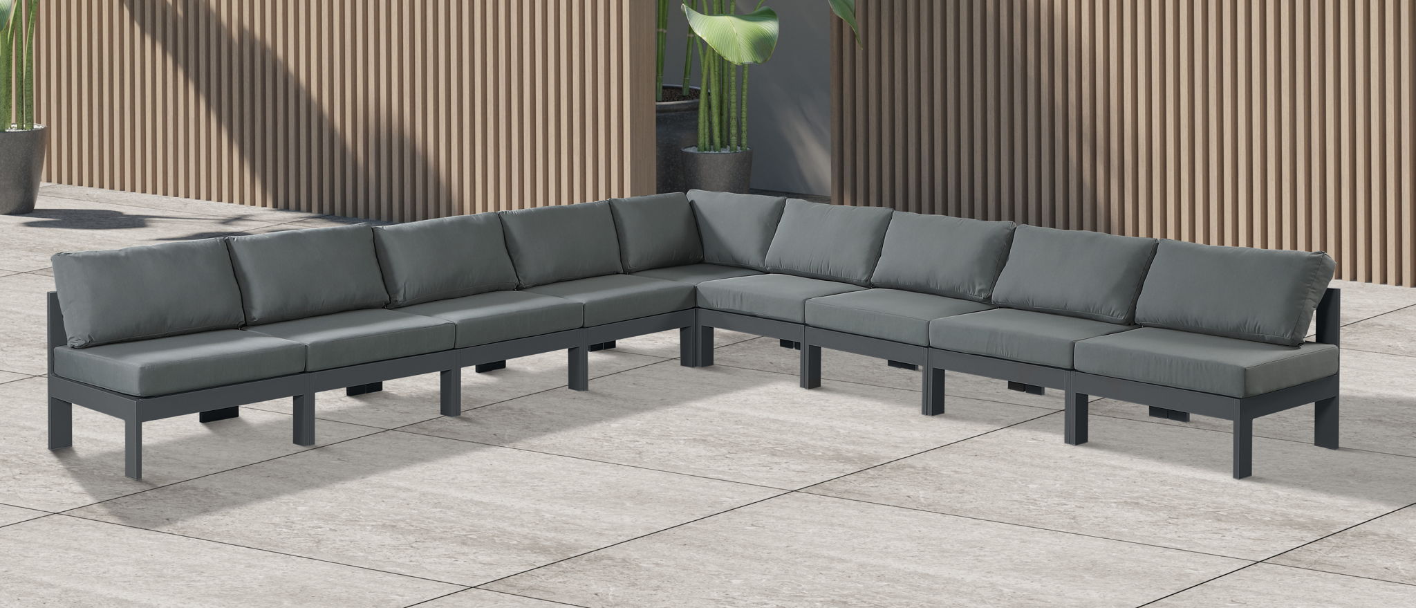 Nizuc - Outdoor Patio 9 Piece Modular Sectional With Gray Frame - Urban Living Furniture (Los Angeles, CA)