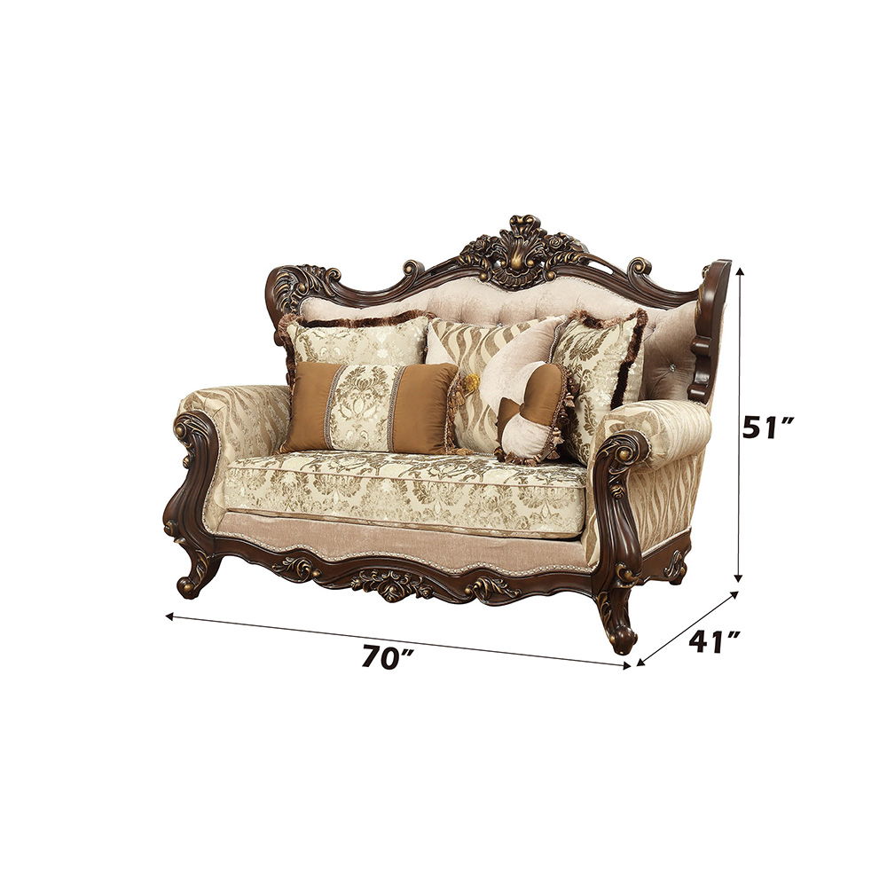 Shalisa - Loveseat With 5 Pillows (Same Lv01586) - Fabric & Walnut - Urban Living Furniture (Los Angeles, CA)