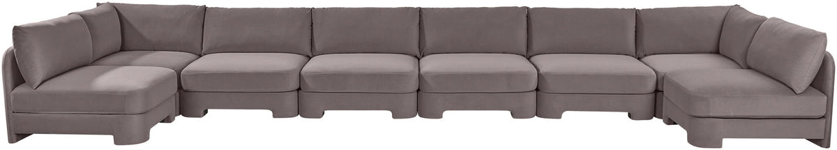 Hammond - Velvet Performance Fabric Upholstered 8 Piece U-Shaped Armless Sectional - Beige