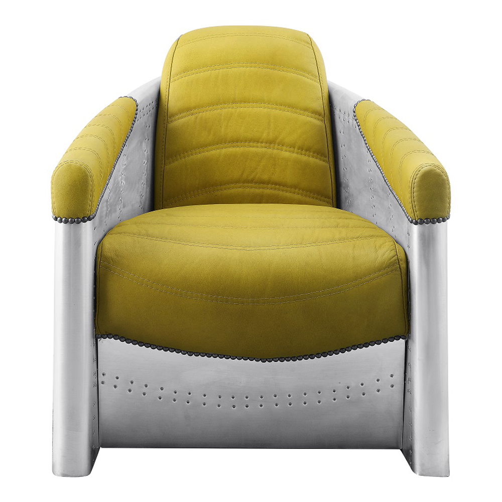 Brancaster - Accent Chair - Yellow Top Grain Leather & Aluminum - Urban Living Furniture (Los Angeles, CA)