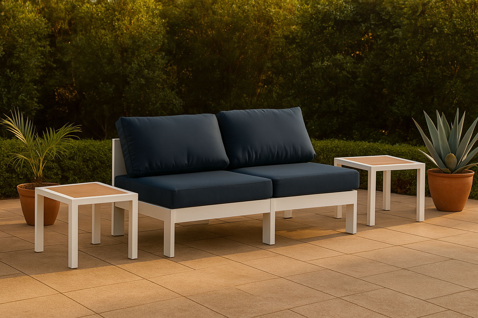 Nizuc - Outdoor Patio 2 Seat Armless Modular Sofa With White Frame - Urban Living Furniture (Los Angeles, CA)