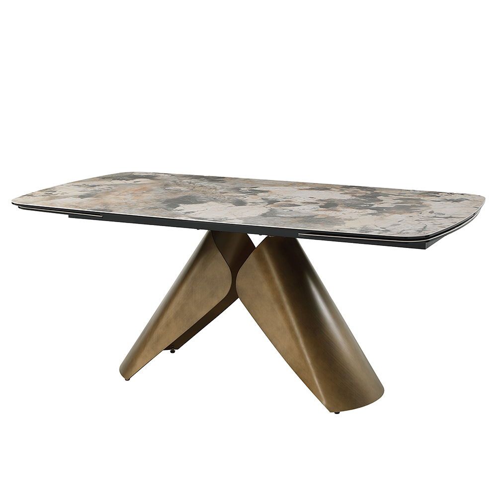 Malika - Ceramic Top Dining Table - Gray & Copper Cross Brushed - Urban Living Furniture (Los Angeles, CA)