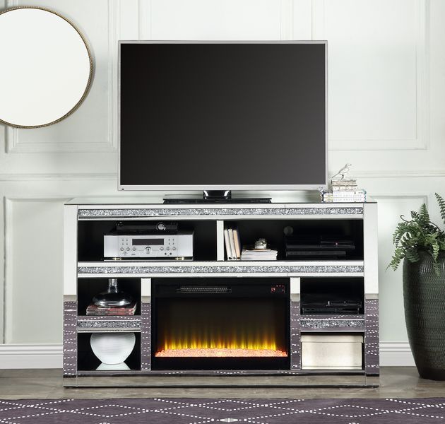 Noralie - TV Stand - Mirrored & Faux Diamonds - Wood - 35" - Urban Living Furniture (Los Angeles, CA)