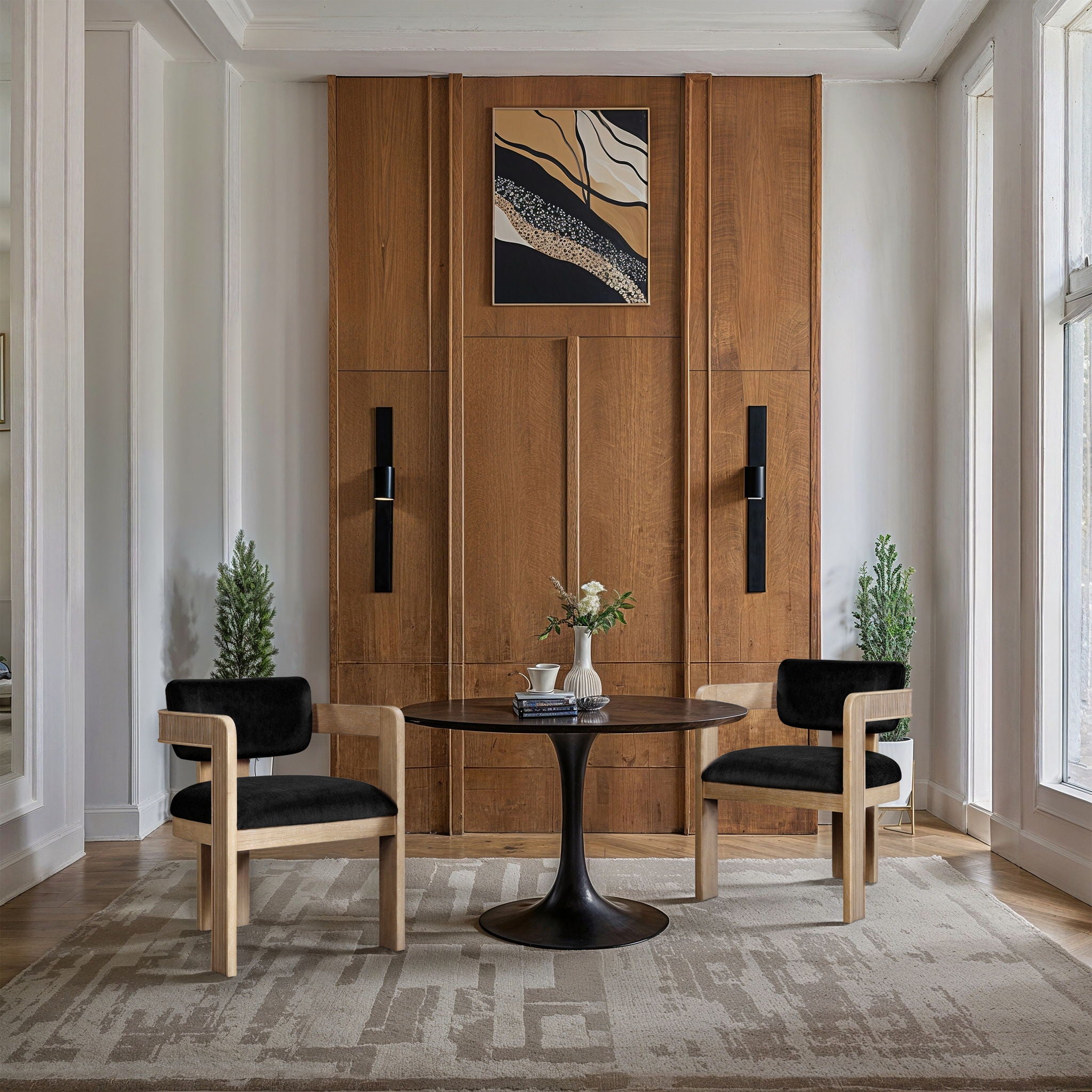 Sacha - Velvet Dining Chair With Natural Base (Set of 2) - Urban Living Furniture (Los Angeles, CA)