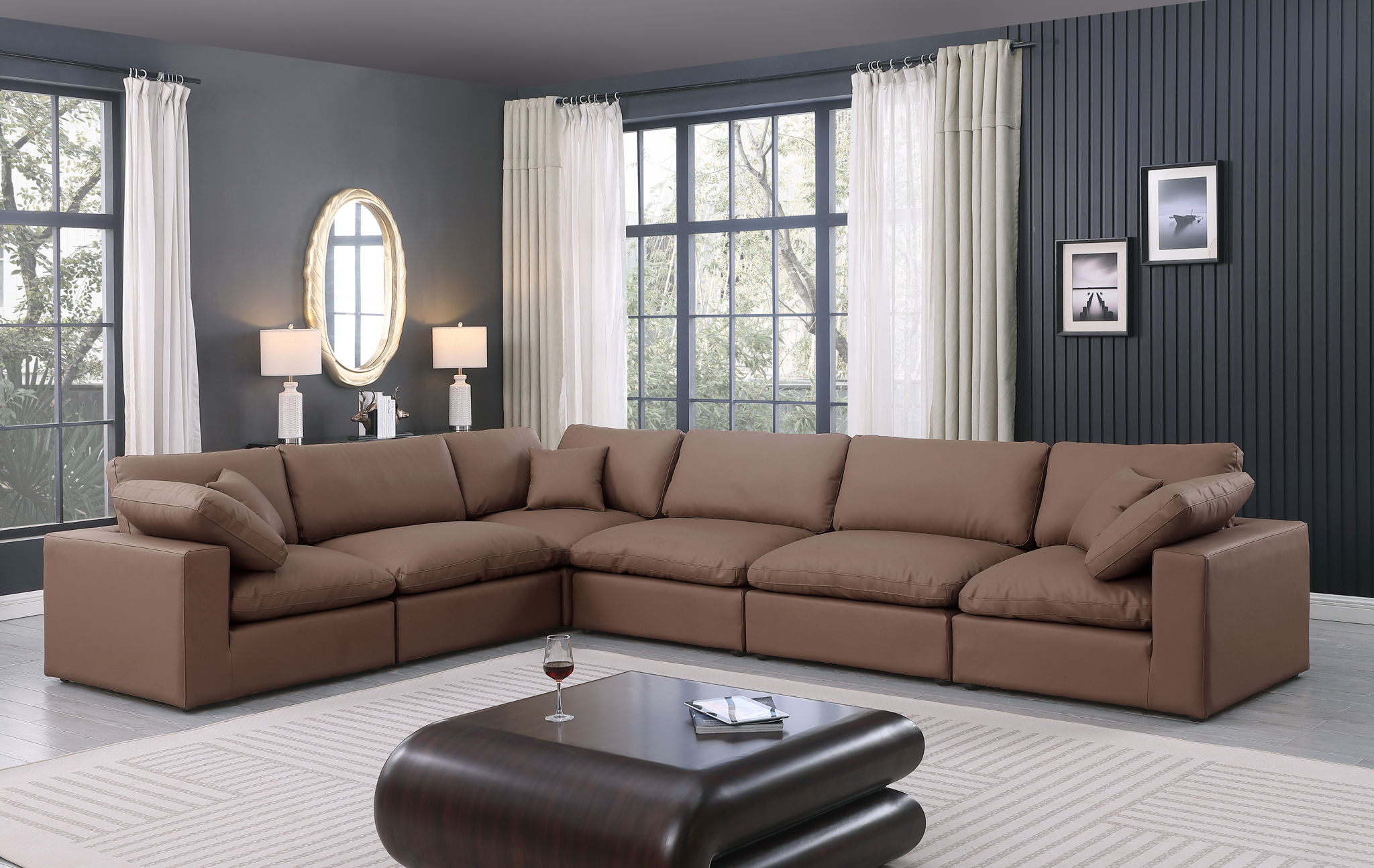 Comfy - 6 Piece Faux Leather Modular Corner Sectional - Urban Living Furniture (Los Angeles, CA)