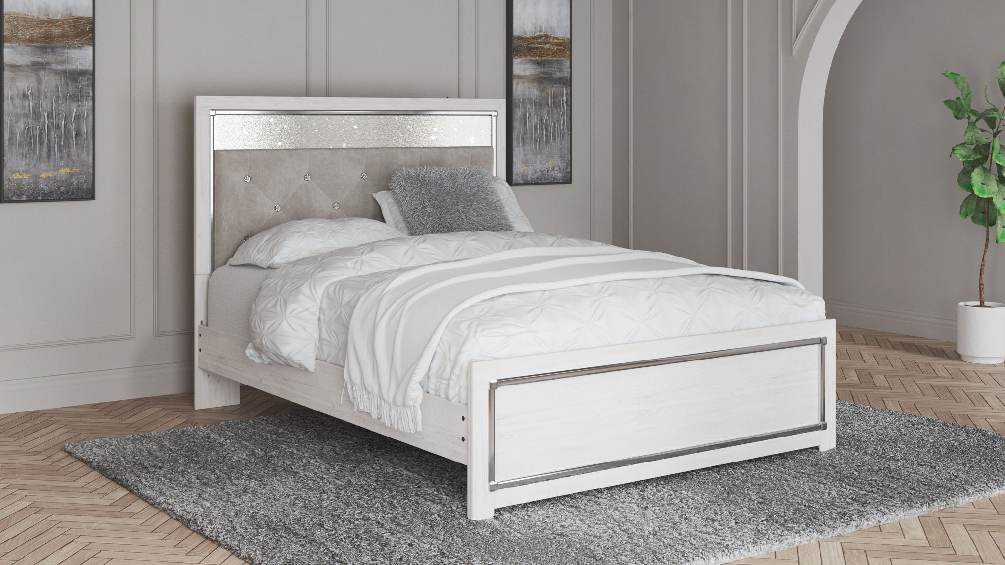 Altyra - White - Queen Panel Bed With Roll Slats - Urban Living Furniture (Los Angeles, CA)