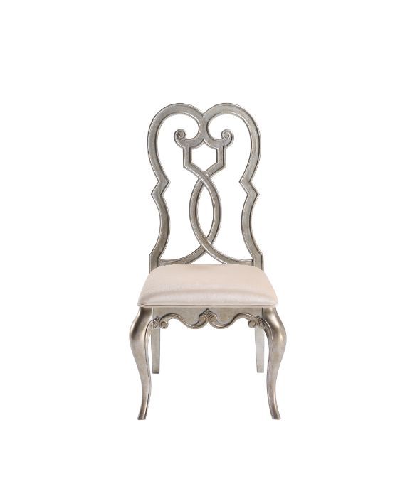 Esteban - Side Chair (Set of 2) - Ivory Velvet & Antique Champagne - Urban Living Furniture (Los Angeles, CA)