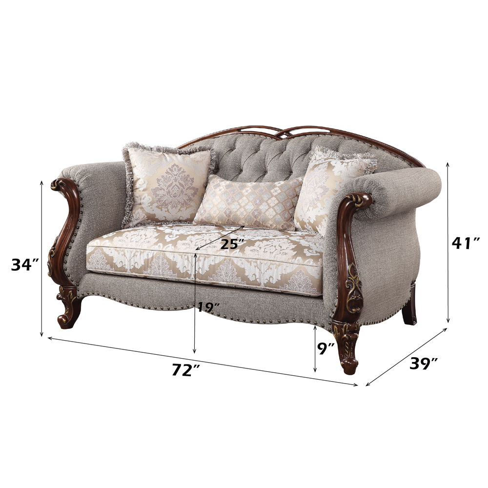 Miyeon - Loveseat With 3 Pillows - Fabric & Cherry - Urban Living Furniture (Los Angeles, CA)
