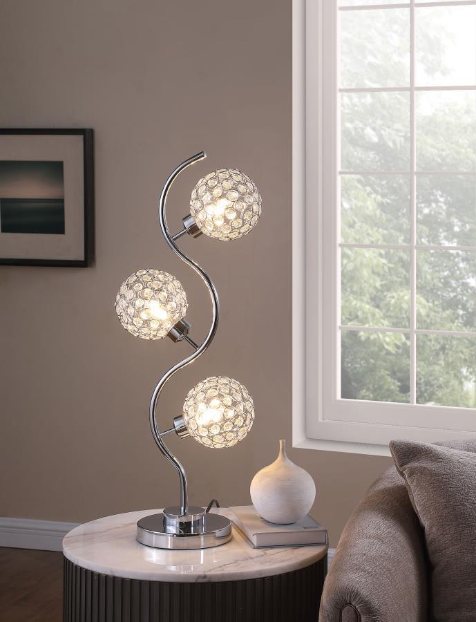 Amberley - 3-Light Curvy Metal Table Lamp Silver - Silver - Urban Living Furniture (Los Angeles, CA)