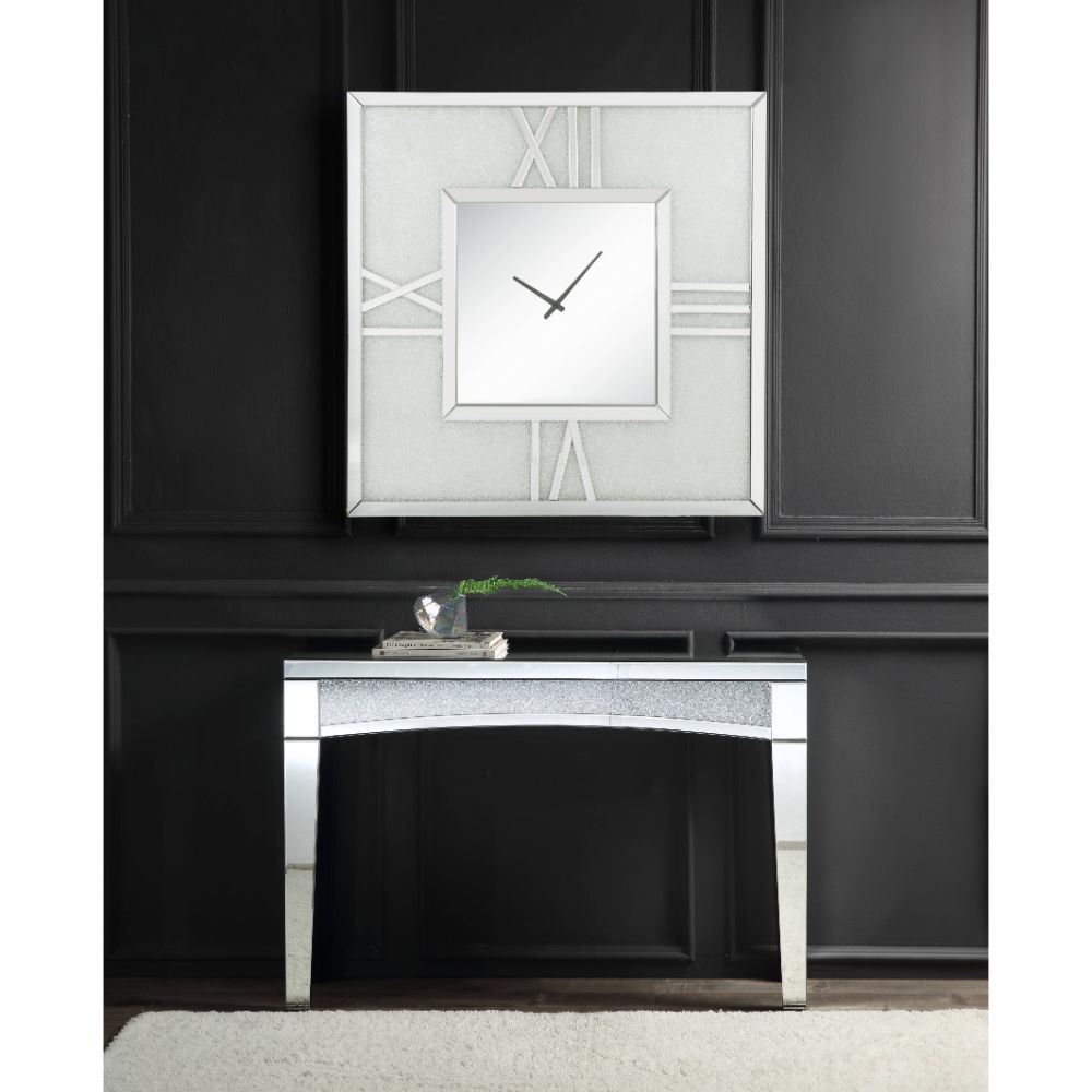 Noralie - Wall Clock With LED - Mirrored & Faux Diamonds - Urban Living Furniture (Los Angeles, CA)