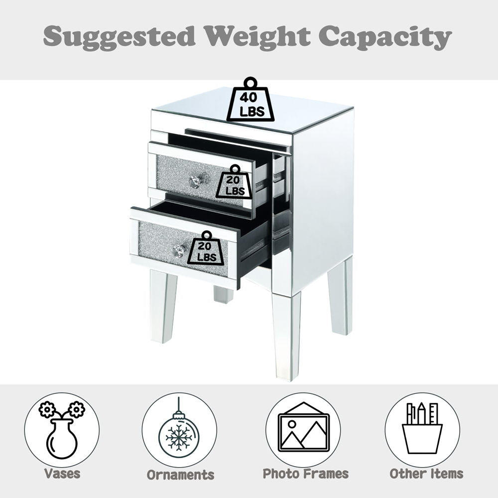 Noralie - 24" Accent Table - Mirrored, Faux Diamonds - Urban Living Furniture (Los Angeles, CA)