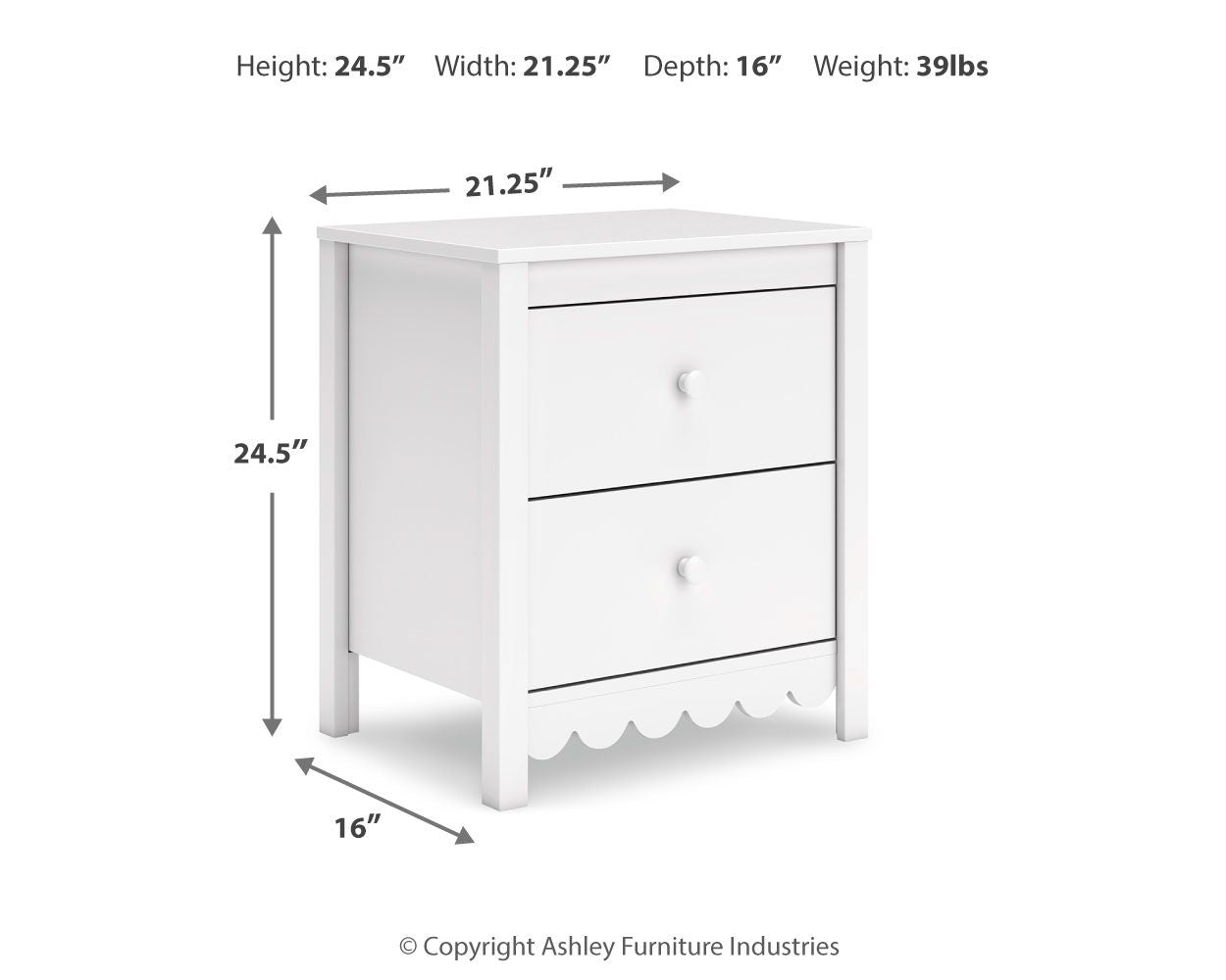 Hallityn - White - Two Drawer Night Stand - Urban Living Furniture (Los Angeles, CA)