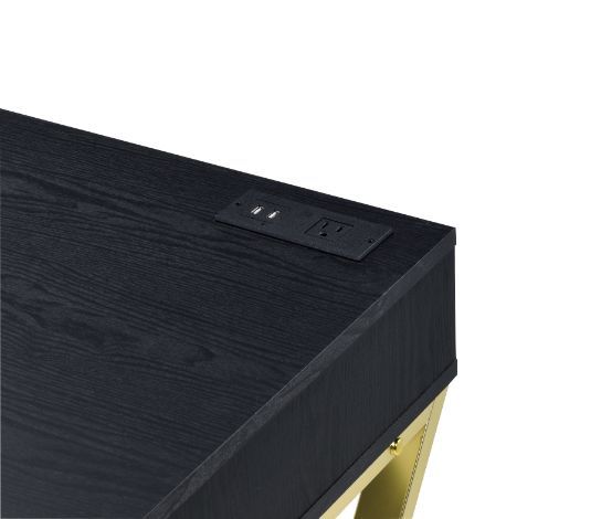 Coleen - Writing Desk With USB (Same Ac00894) - Black & Brass - Urban Living Furniture (Los Angeles, CA)
