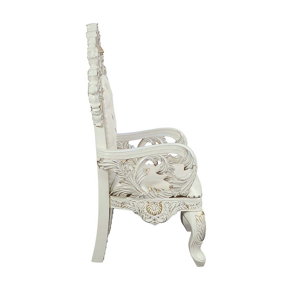 Adara - Arm Chair (Set of 2) - Pearl White Synthetic Leather & Antique White - Urban Living Furniture (Los Angeles, CA)