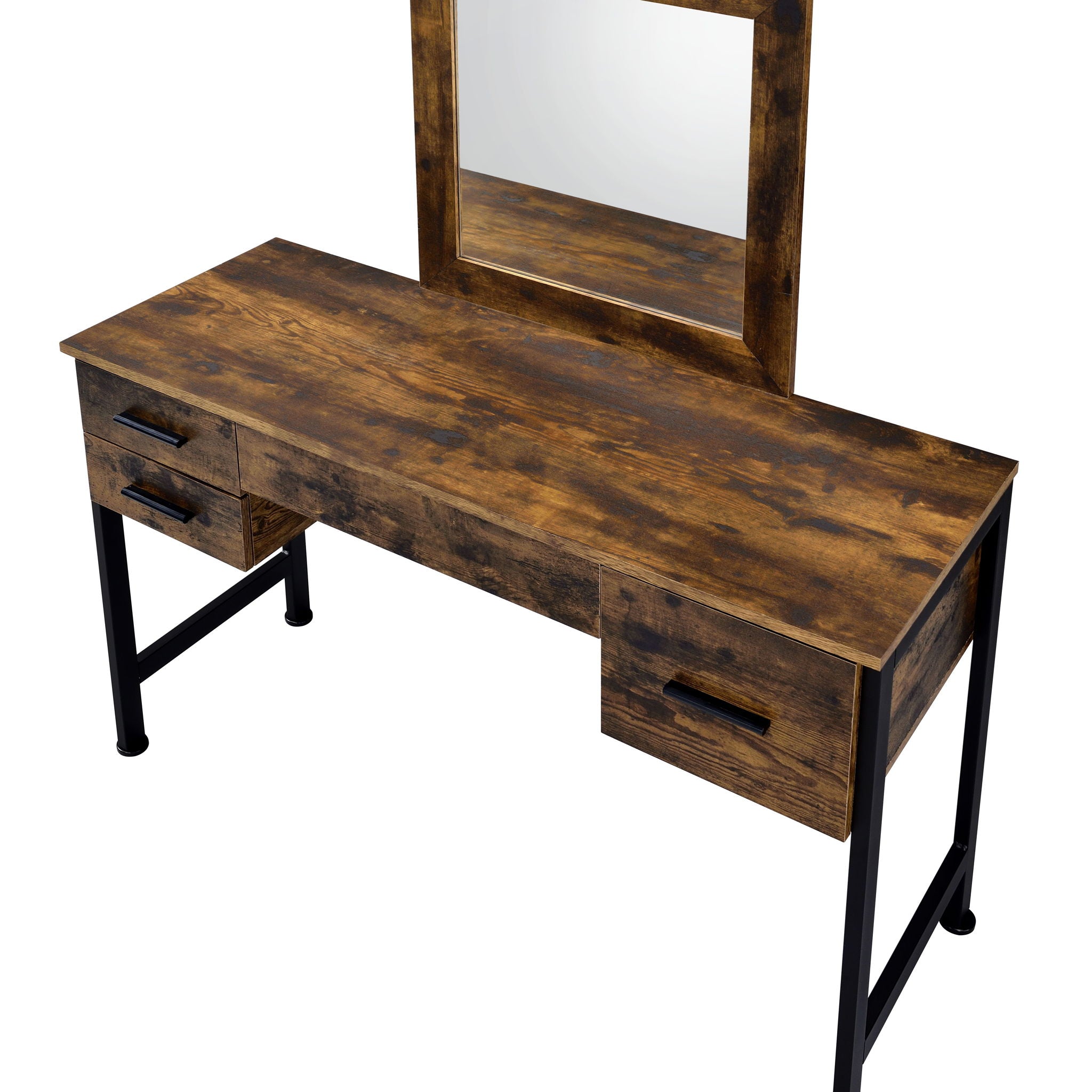 Juvanth - Vanity Desk & Mirror - Rustic Oak & Black - Urban Living Furniture (Los Angeles, CA)