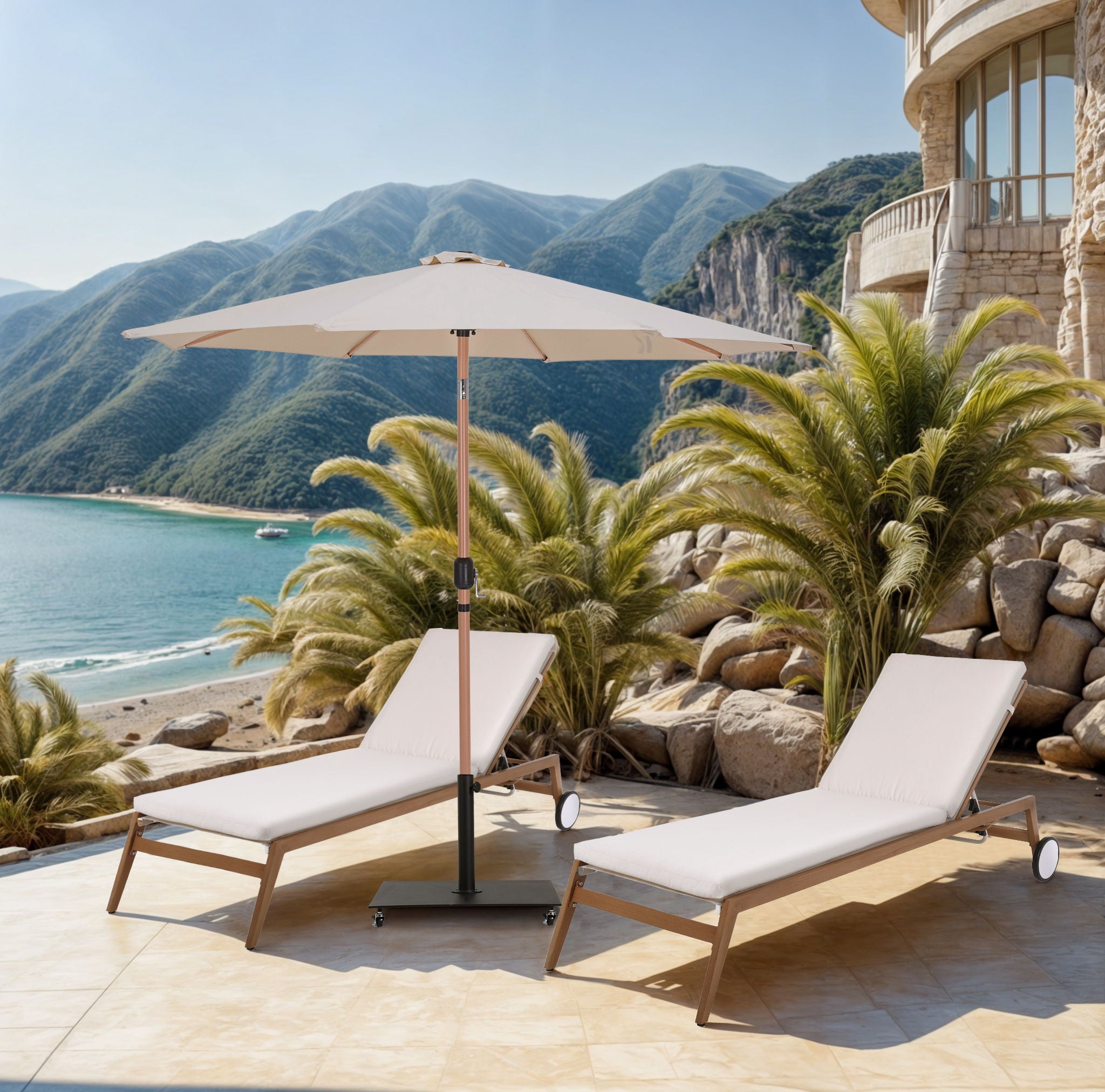 Fiji - Aluminum Patio Umbrella With Square Black And Teak Base - Urban Living Furniture (Los Angeles, CA)